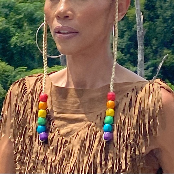 All Saints leather suede fringe flapper dress S XS UK10 2/4US brown gogo western - Picture 7 of 11